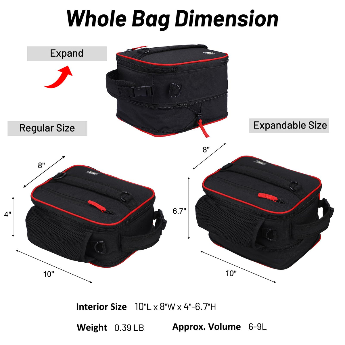 MIER expandable lunch bag expanded dimensions emphasize extra capacity.