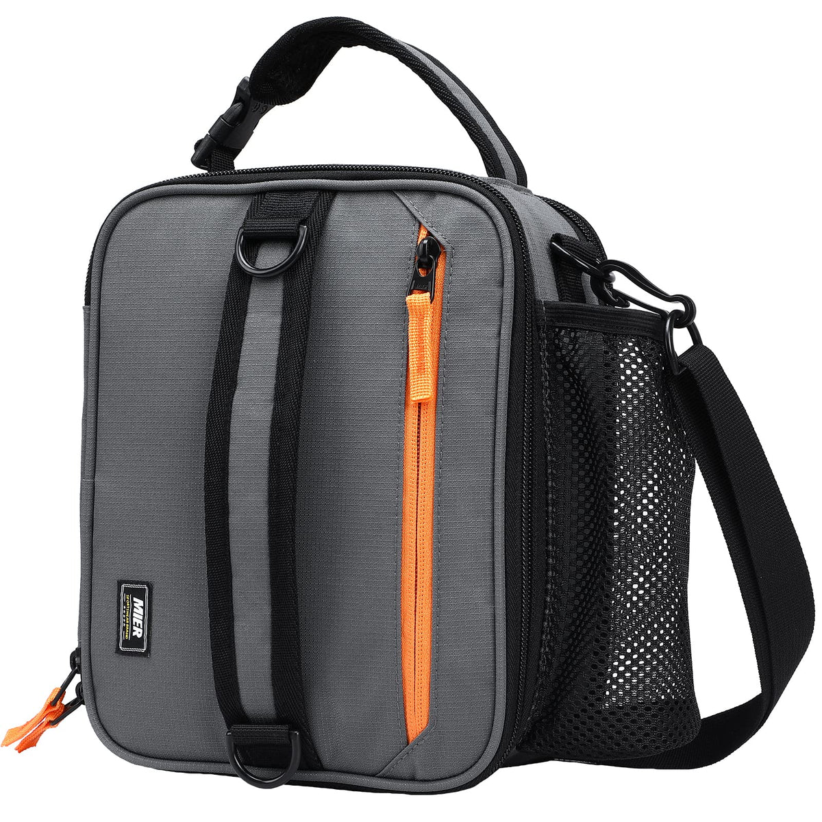 MIER expandable lunch bag front view shows compact carry and expansion