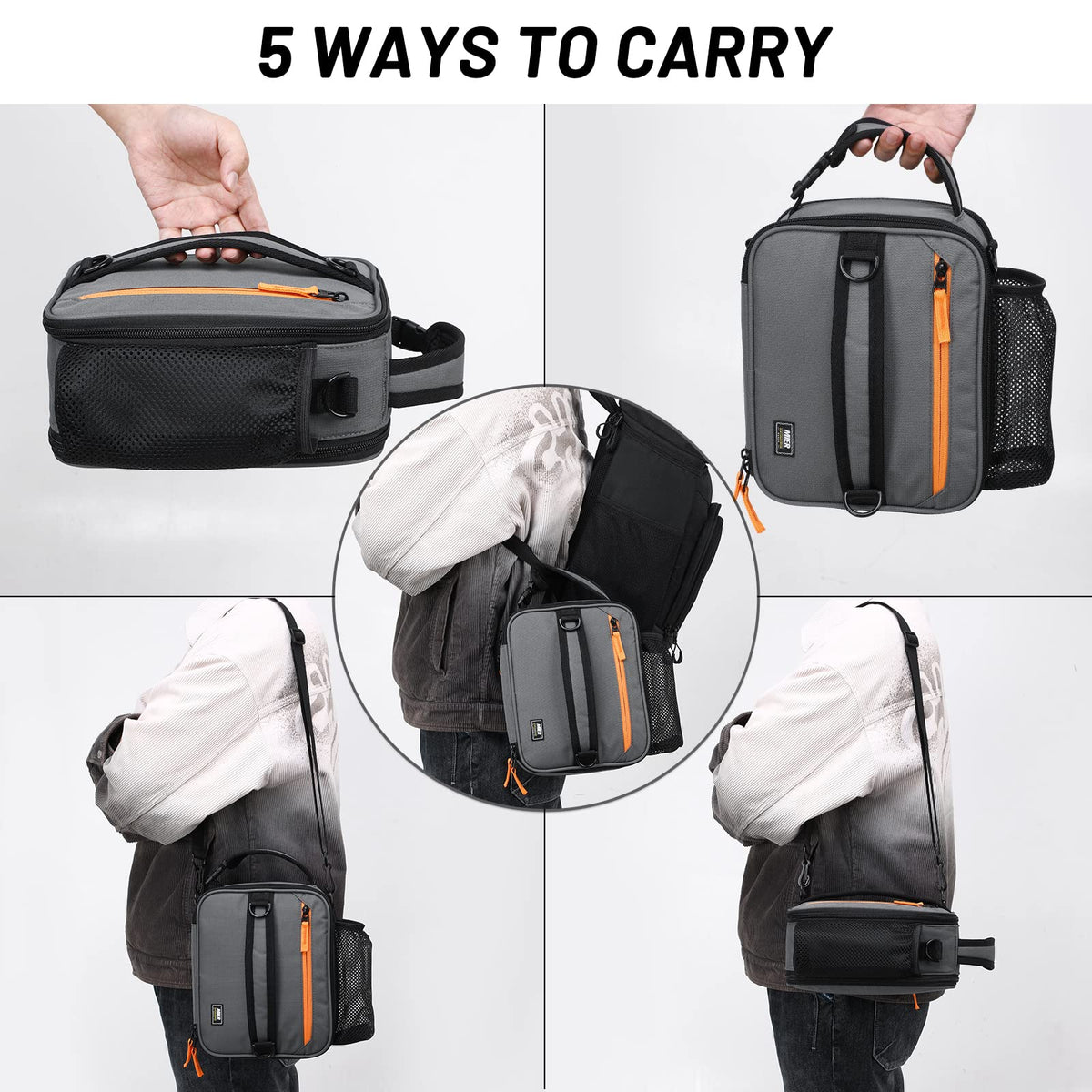 MIER expandable lunch bag shoulder-strap view shows hands-free convenience