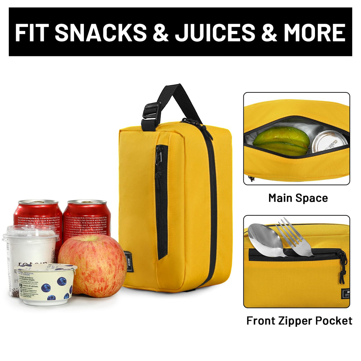 MIER freezable snack bag small yellow compact size fits in bags.