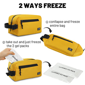 MIER freezable snack bag small yellow interior lining is BPA-free and easy to wipe clean.