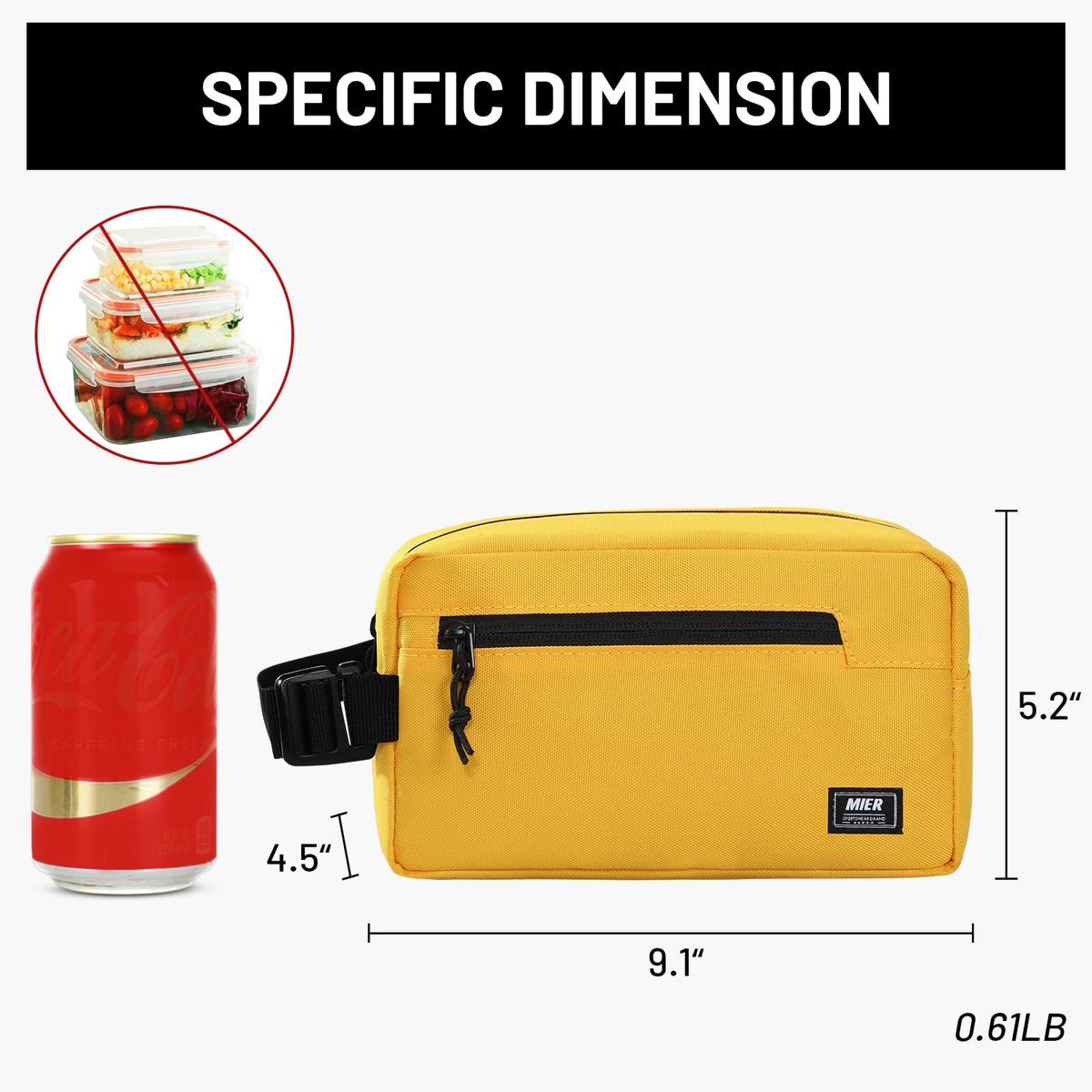 MIER freezable snack bag small yellow wide opening allows simple packing.