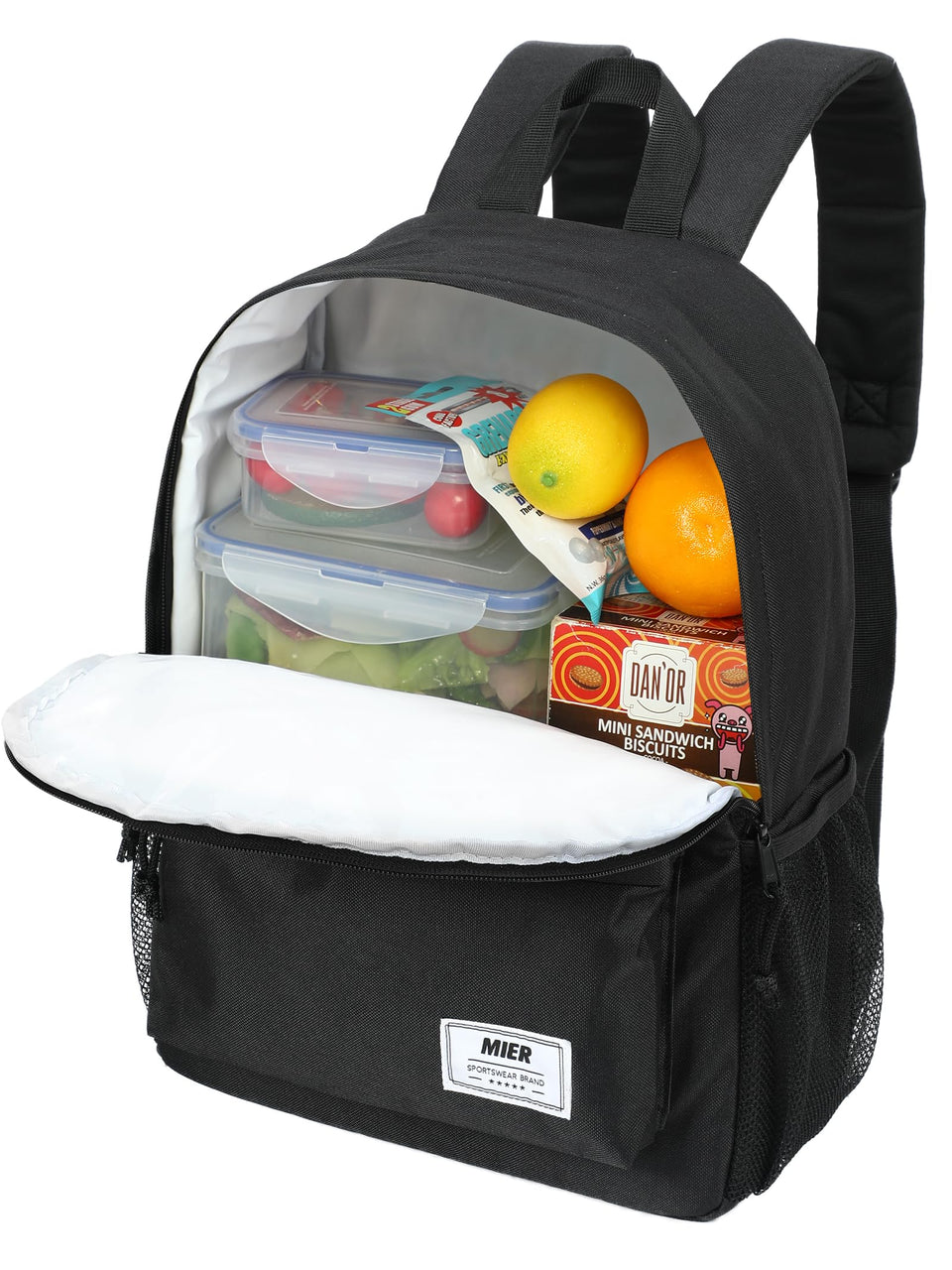 MIER insulated backpack cooler with open main compartment for easy lunch packing