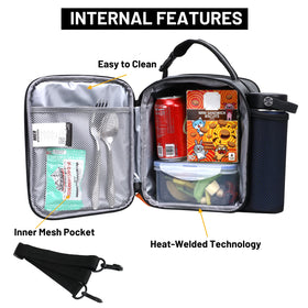MIER insulated lunch bag side pocket demonstrates extra storage and organization