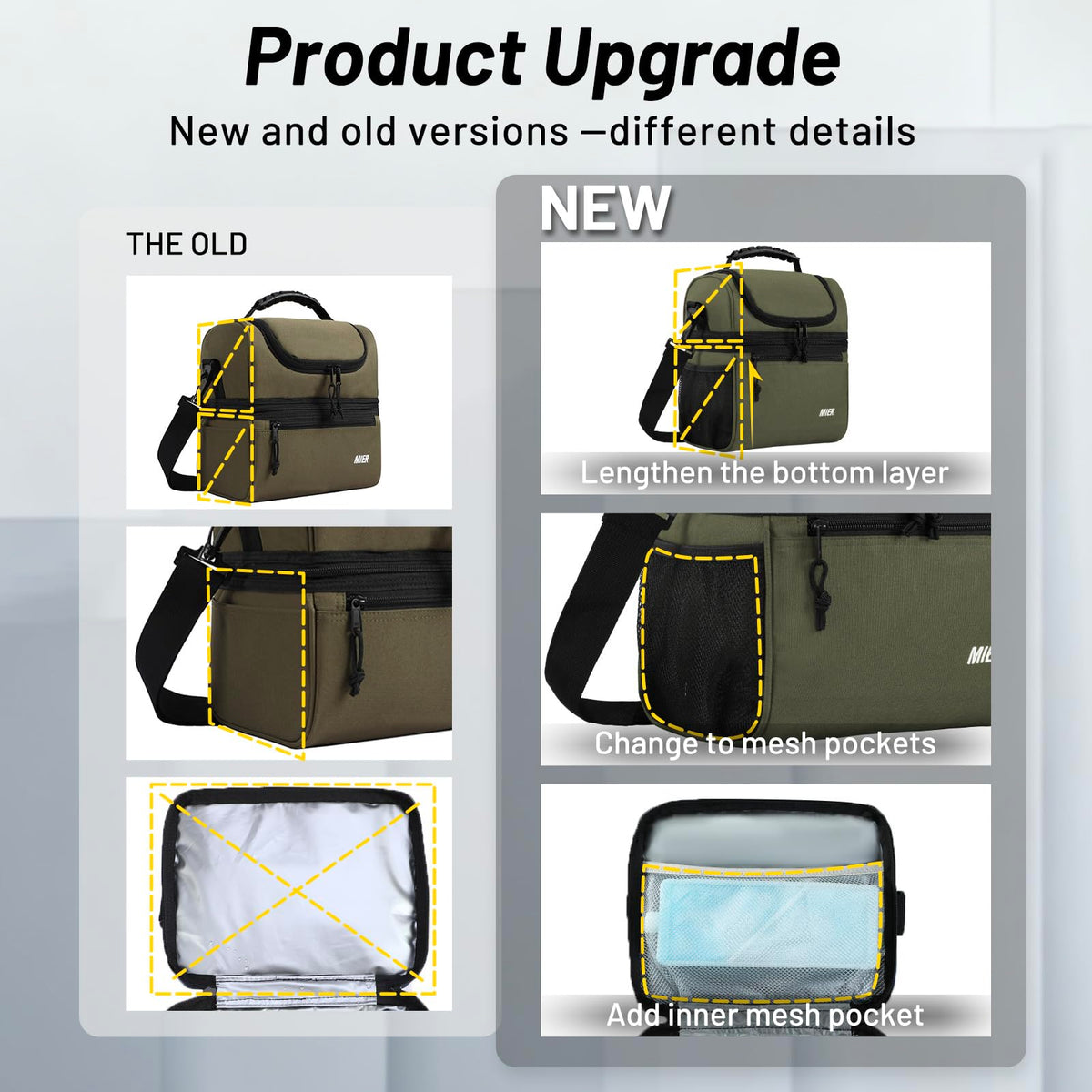 MIER two side mesh pockets fit small water bottles or drinks.