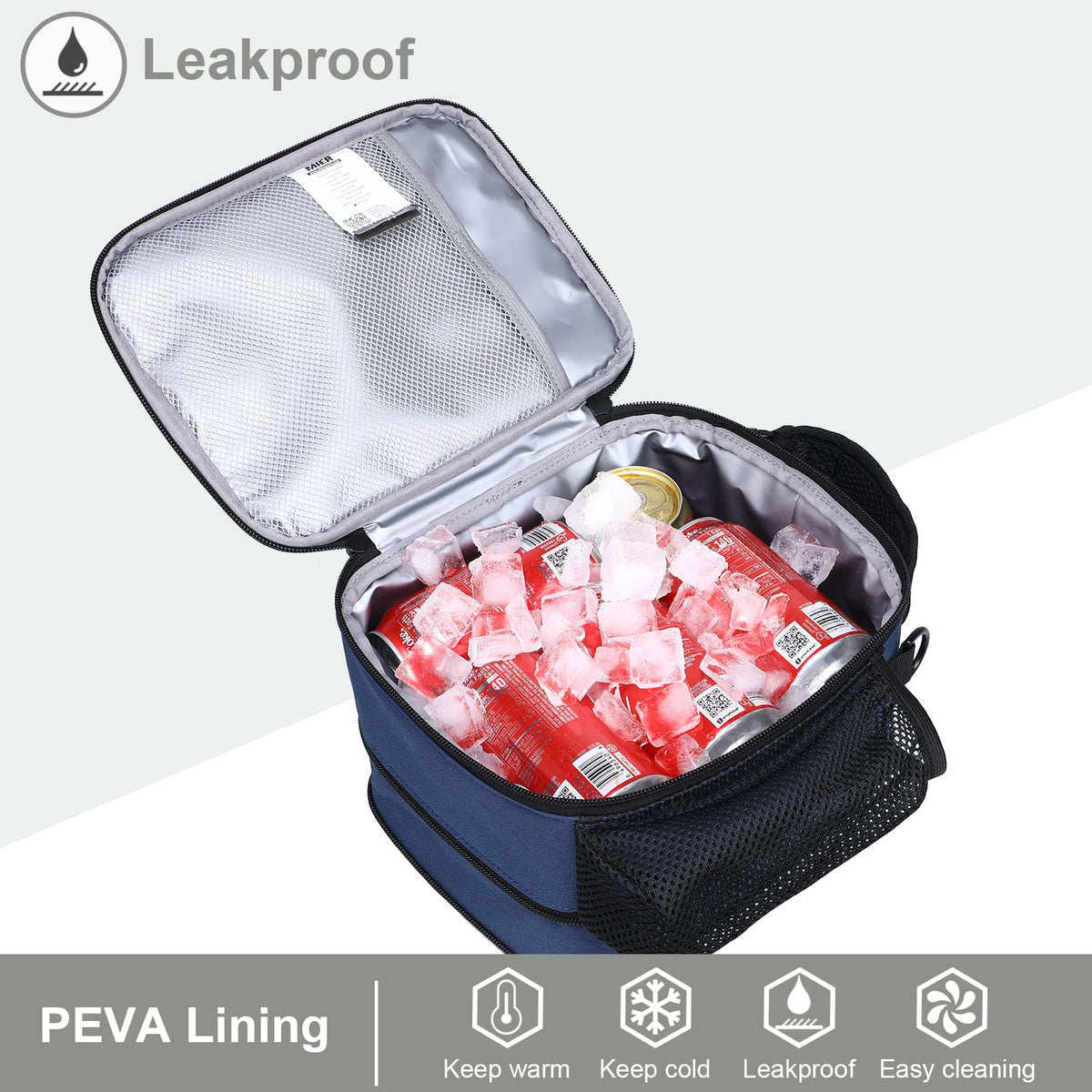 MIER lunch bag with dual handles and detachable strap.