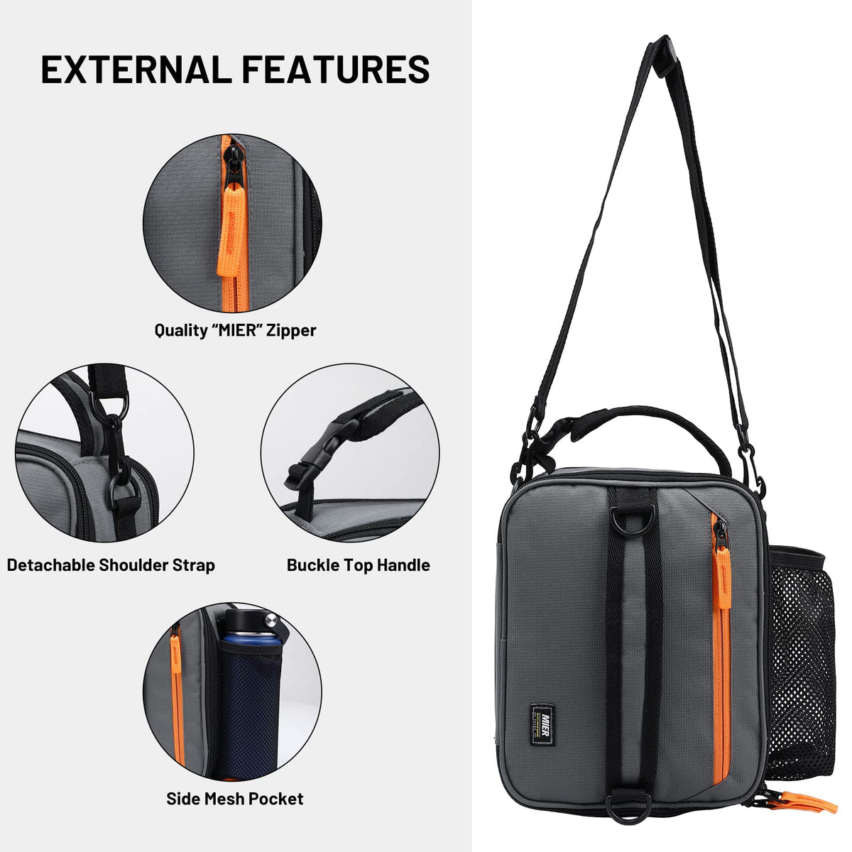 MIER lunch bag water bottle holder enables on-the-go hydration