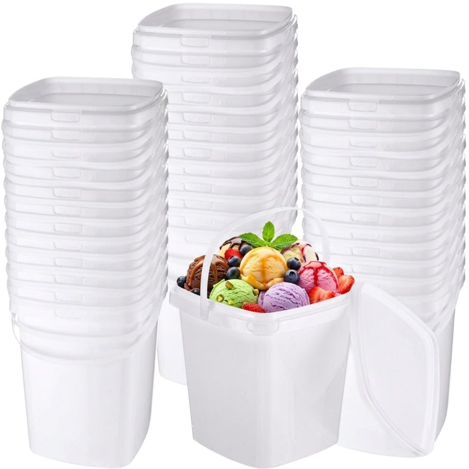 Mifoci 24-pack square buckets with lids for organized food storage.