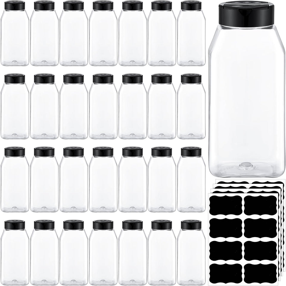Mifoci 28-pack square spice bottles front view for easy spice organization.