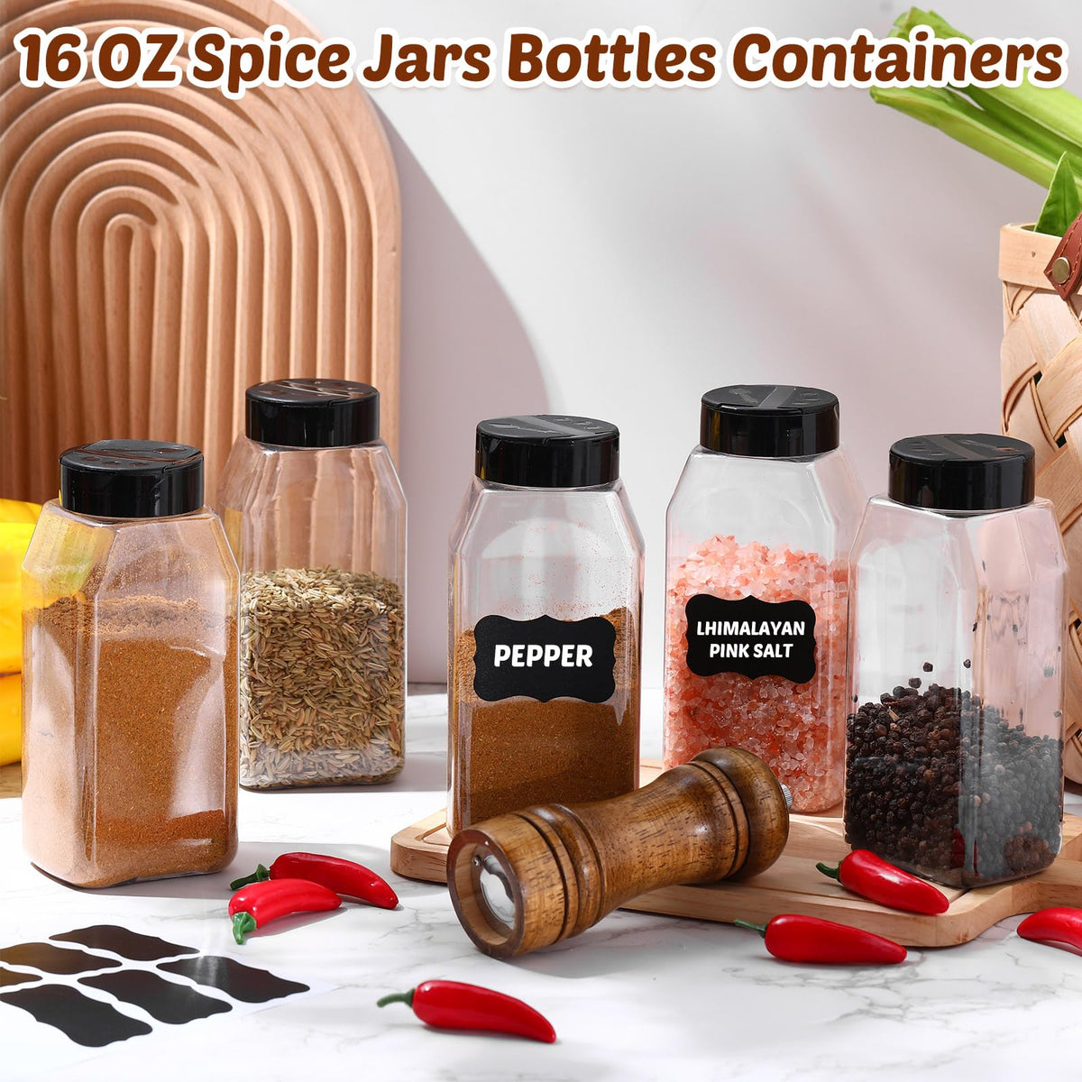 Mifoci stickers applied on jars help identify contents quickly.