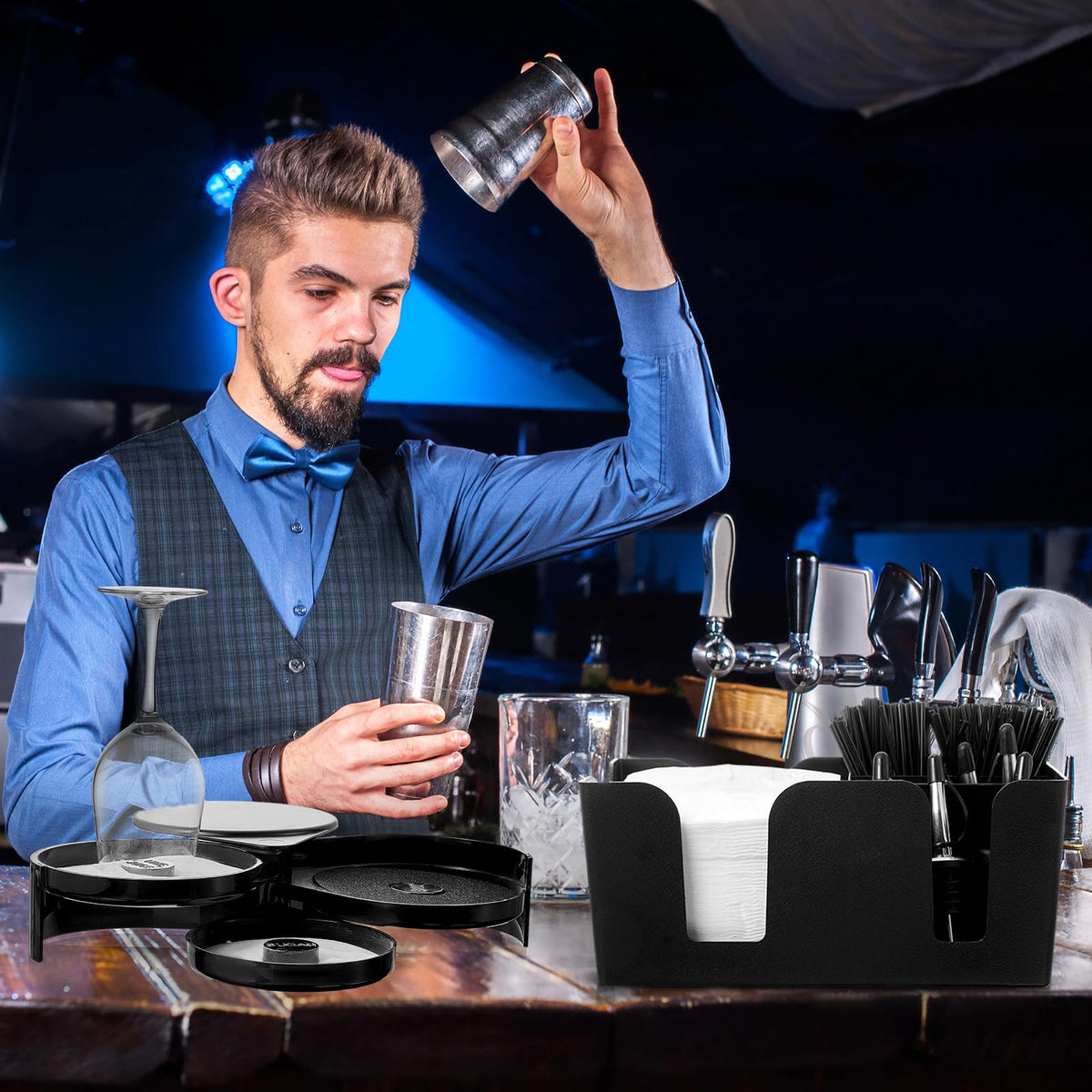 Mifoci compact bar accessories box with anti-slip base.