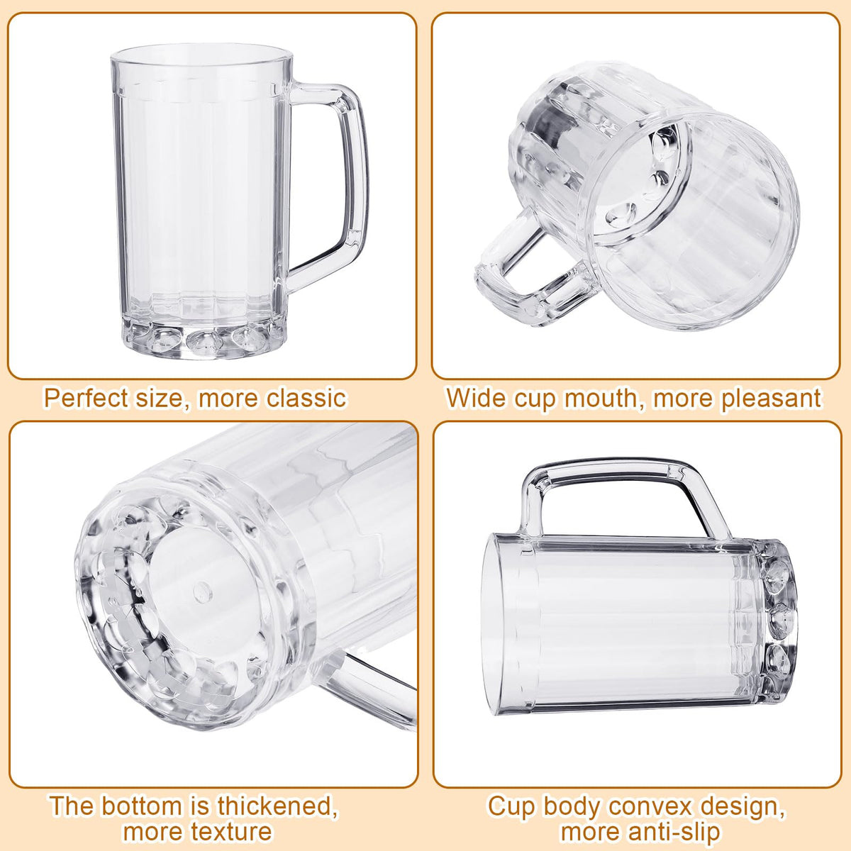 Mifoci ergonomic 16oz beer mug with handle for comfortable drinking sessions.