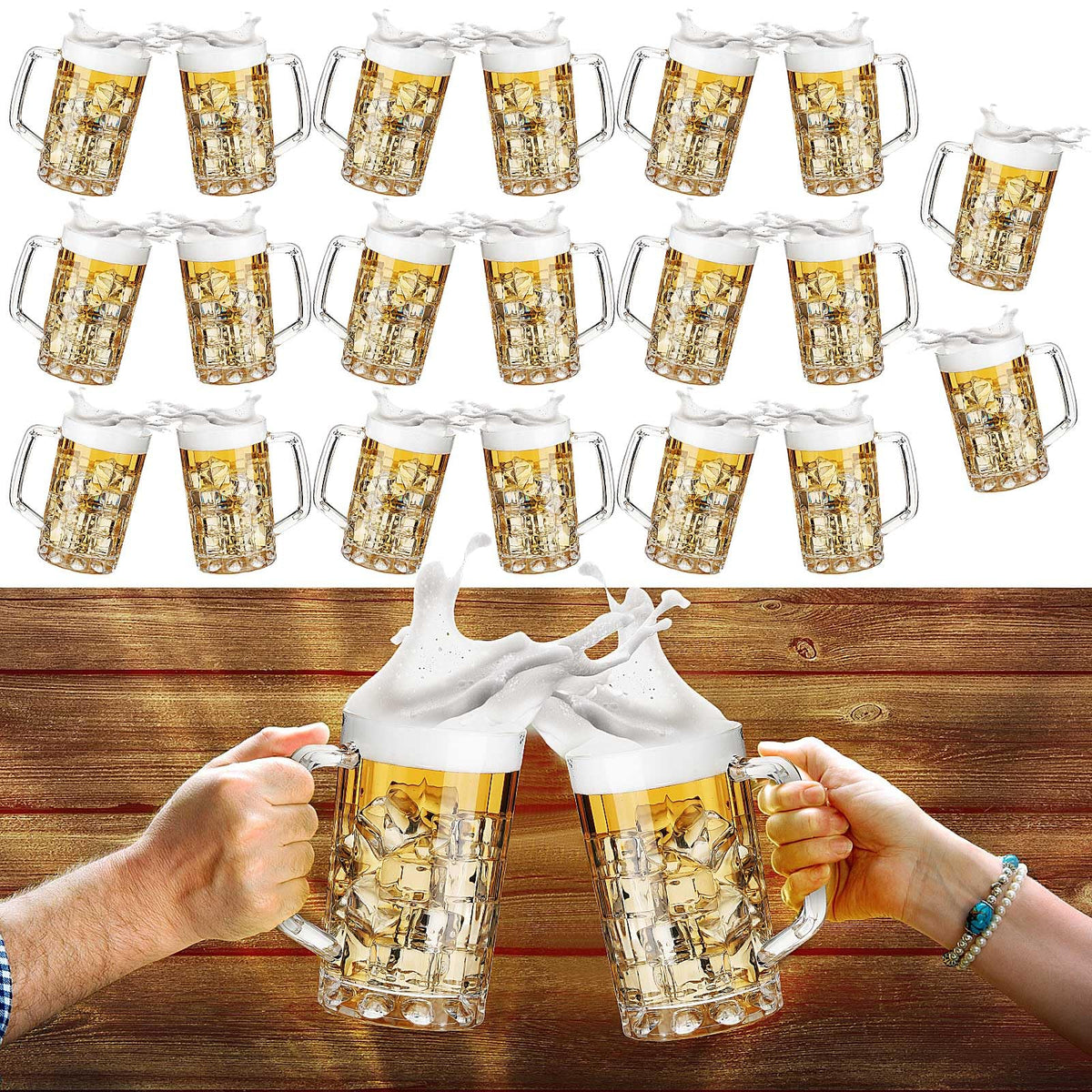 Mifoci Oktoberfest plastic beer mug with handle offers easy grip for festive gatherings.