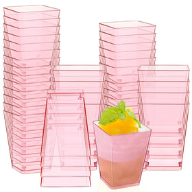 Mifoci pink 5oz parfait cups for stylish desserts at events.