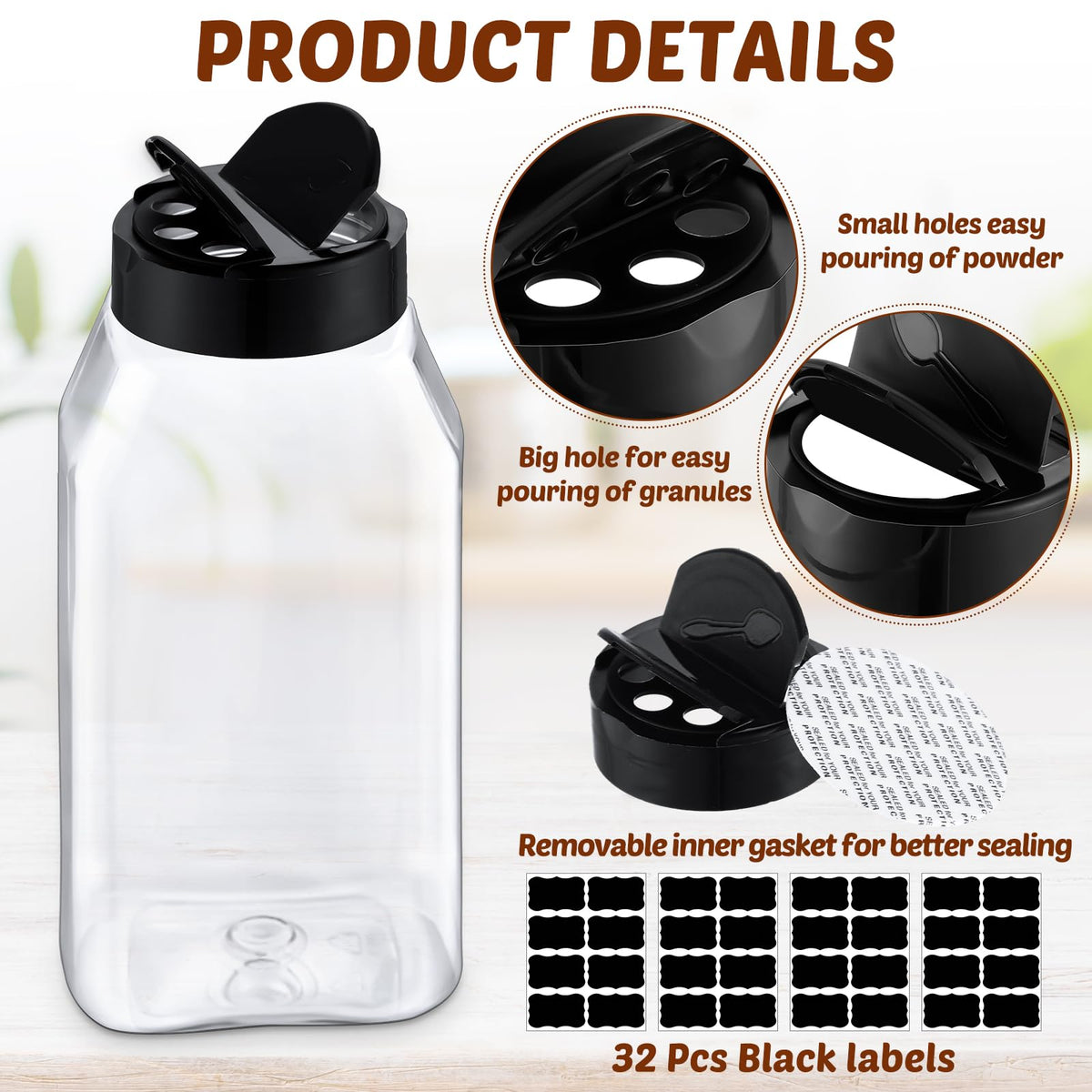 Mifoci 28-pack with shaker tops demonstrates convenient dispensing control.