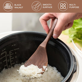 MIGAKU HOME angled rice scooper in walnut for precise grain portions