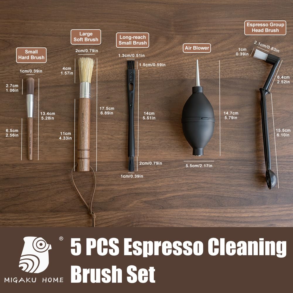 MIGAKU HOME group head brush cleans espresso machine group heads.