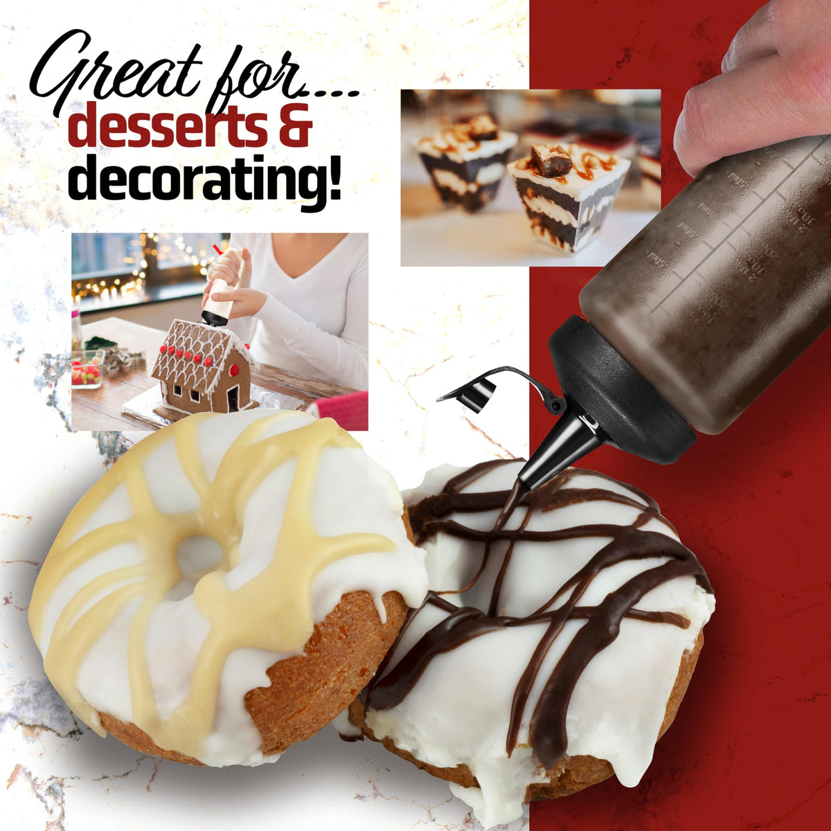 MIGHTY STRONG durable squeeze bottles withstand daily kitchen use.