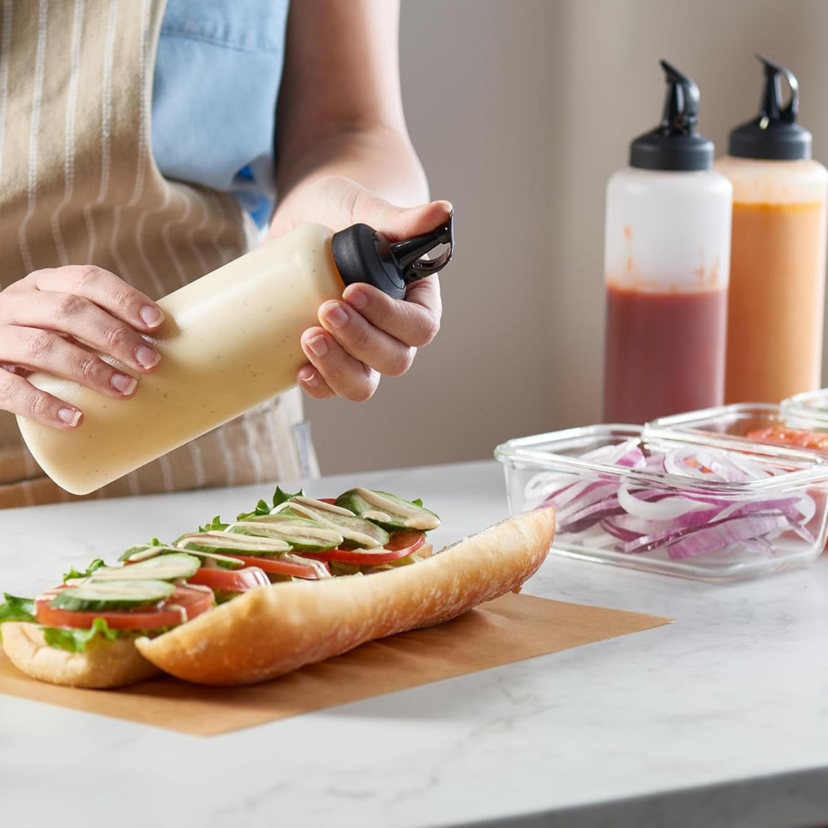MIGHTY STRONG bottles are ideal for oils, dressings, and syrups in kitchens.