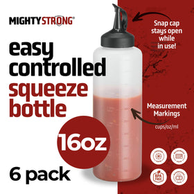 MIGHTY STRONG bottles with wide opening for quick, mess-free filling.
