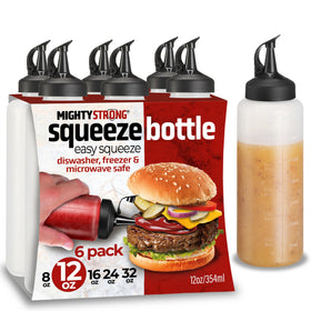 Mighty Strong 6-pack squeeze bottles for sauces provide precise portions in the kitchen.
