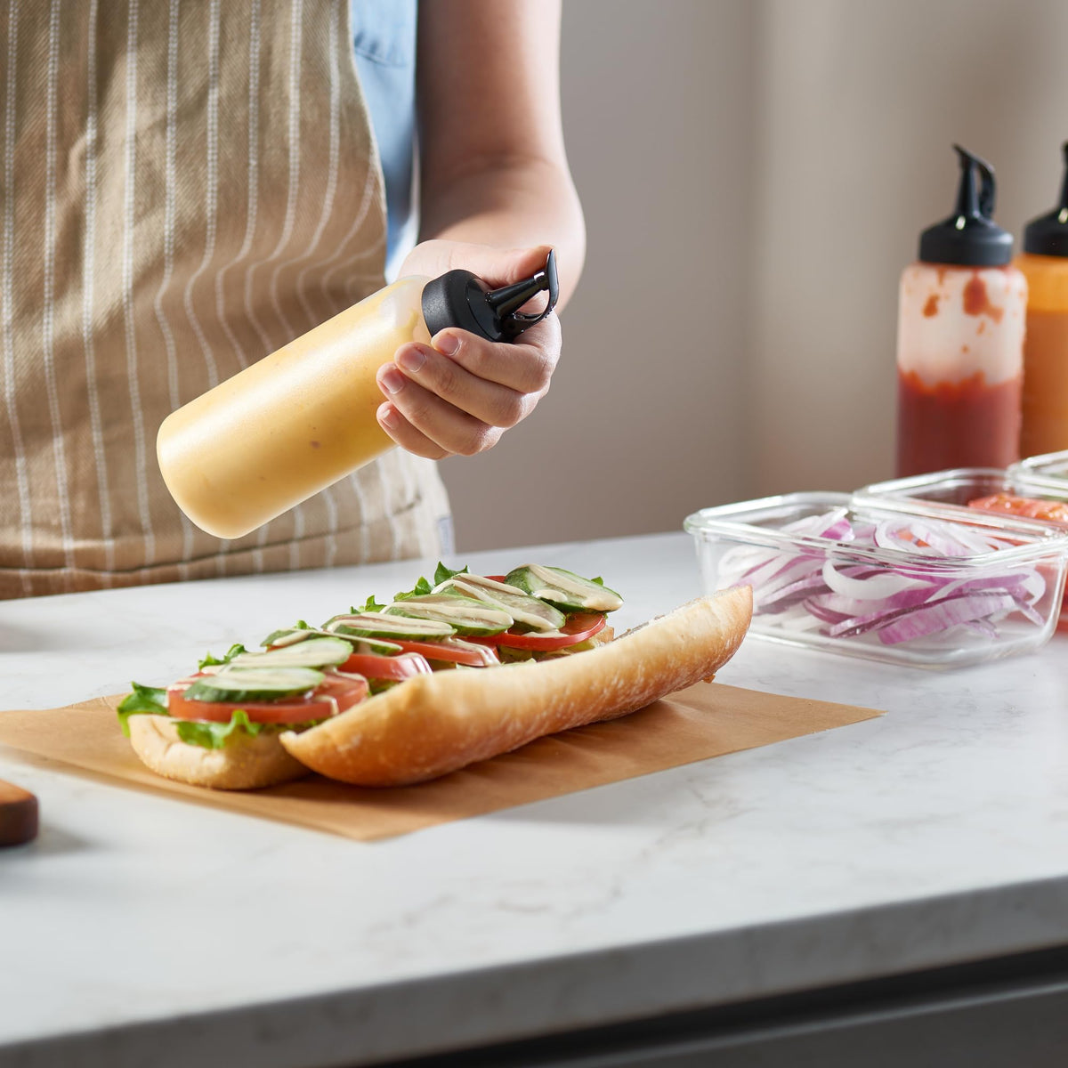 Mighty Strong durable, leak-resistant bottles stand up to daily kitchen use.