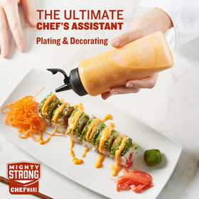 Mighty Strong snap-cap bottles keep dressings secure and mess-free in the fridge.