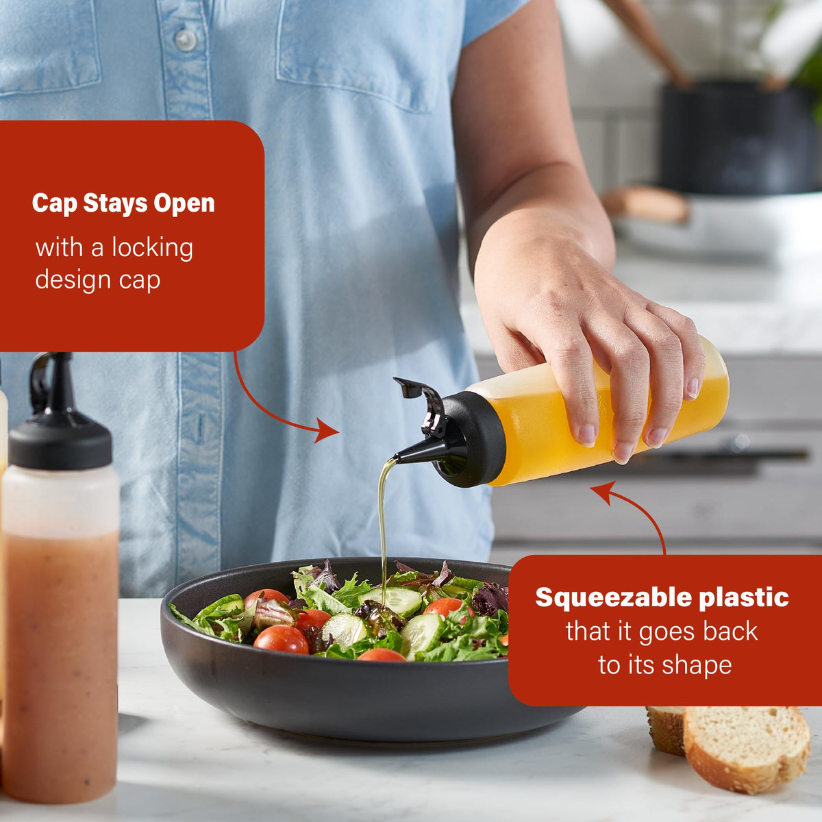 Mighty Strong wide-opening bottles simplify filling and thorough cleaning sessions.