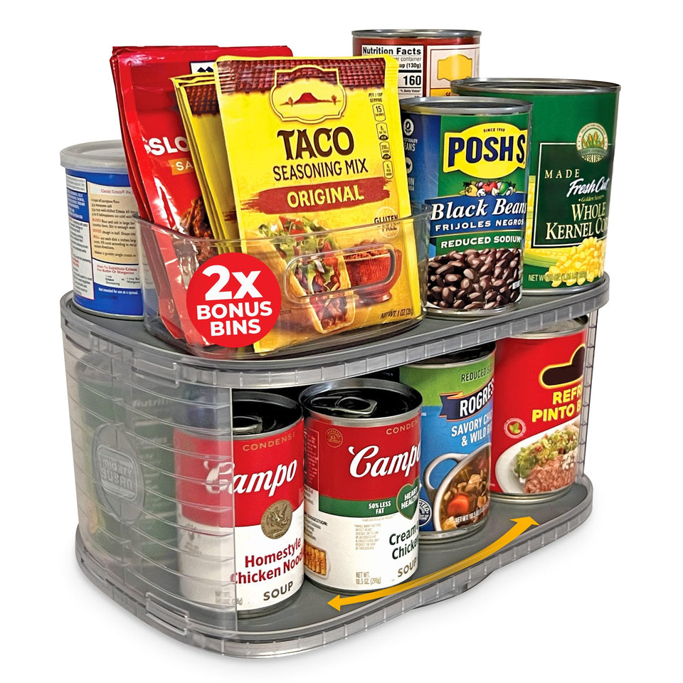 Mighty Susan 2-Tier Lazy Susan top view showing dual levels for organized storage