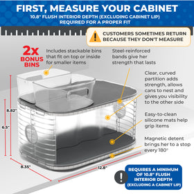 Mighty Susan 360-degree rotation base enabling easy access to canned goods
