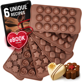 Mighty-X chocolate moulds set of six with assorted shapes for candy making
