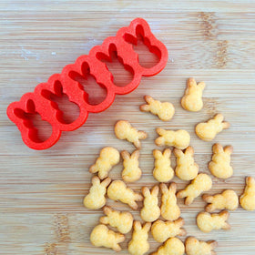 Mighty Gadget mini Easter bunny cutter close-up shows durable plastic and precise edges.