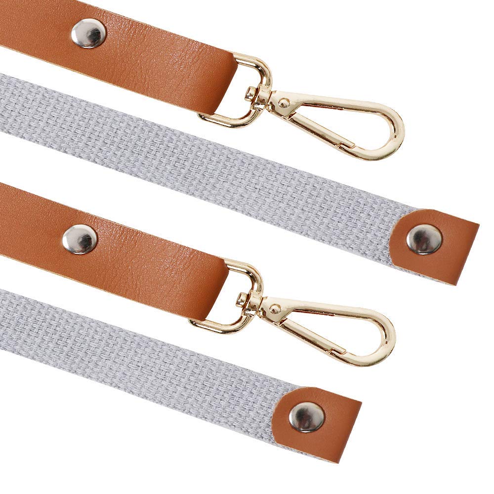 Mignongirl beige canvas apron featuring two pockets and a tool loop.