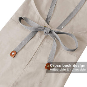 Mignongirl beige apron with quick-release buckle for easy on/off.