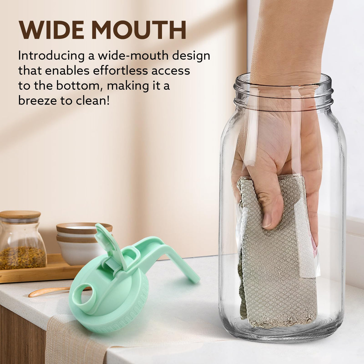 Mihlapi glass pitcher safe for dishwasher cleaning after beverages.
