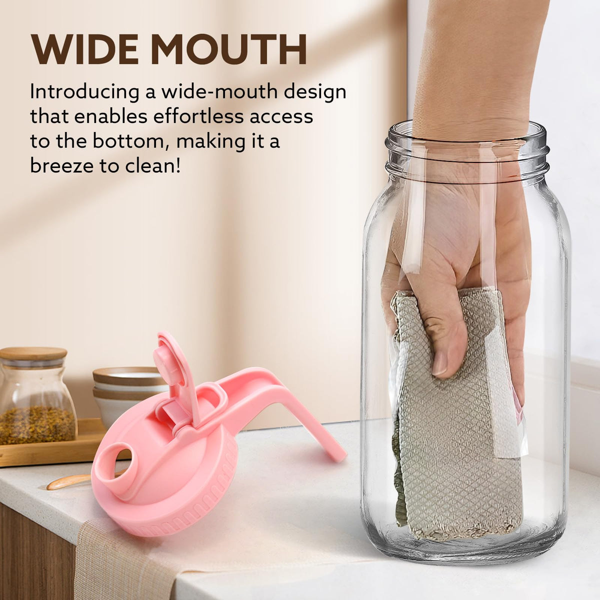 Mihlapi glass pitcher with sturdy handle designed for durable use.