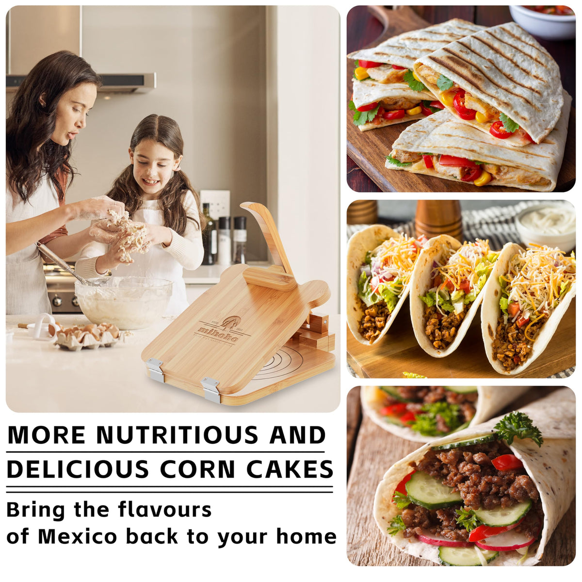 Mihoho tortilla press gift-ready durable design for home cooks.