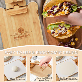 Mihoho tortilla press scale markings help make diverse tortilla sizes.