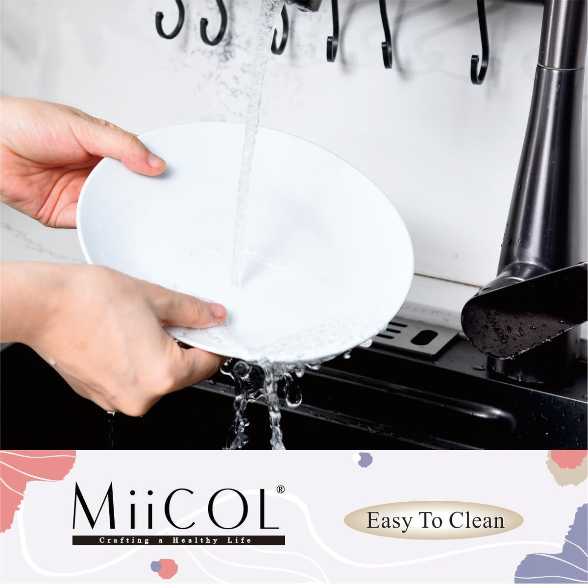 Miicol minimalist white plate—timeless look for dinners and parties.