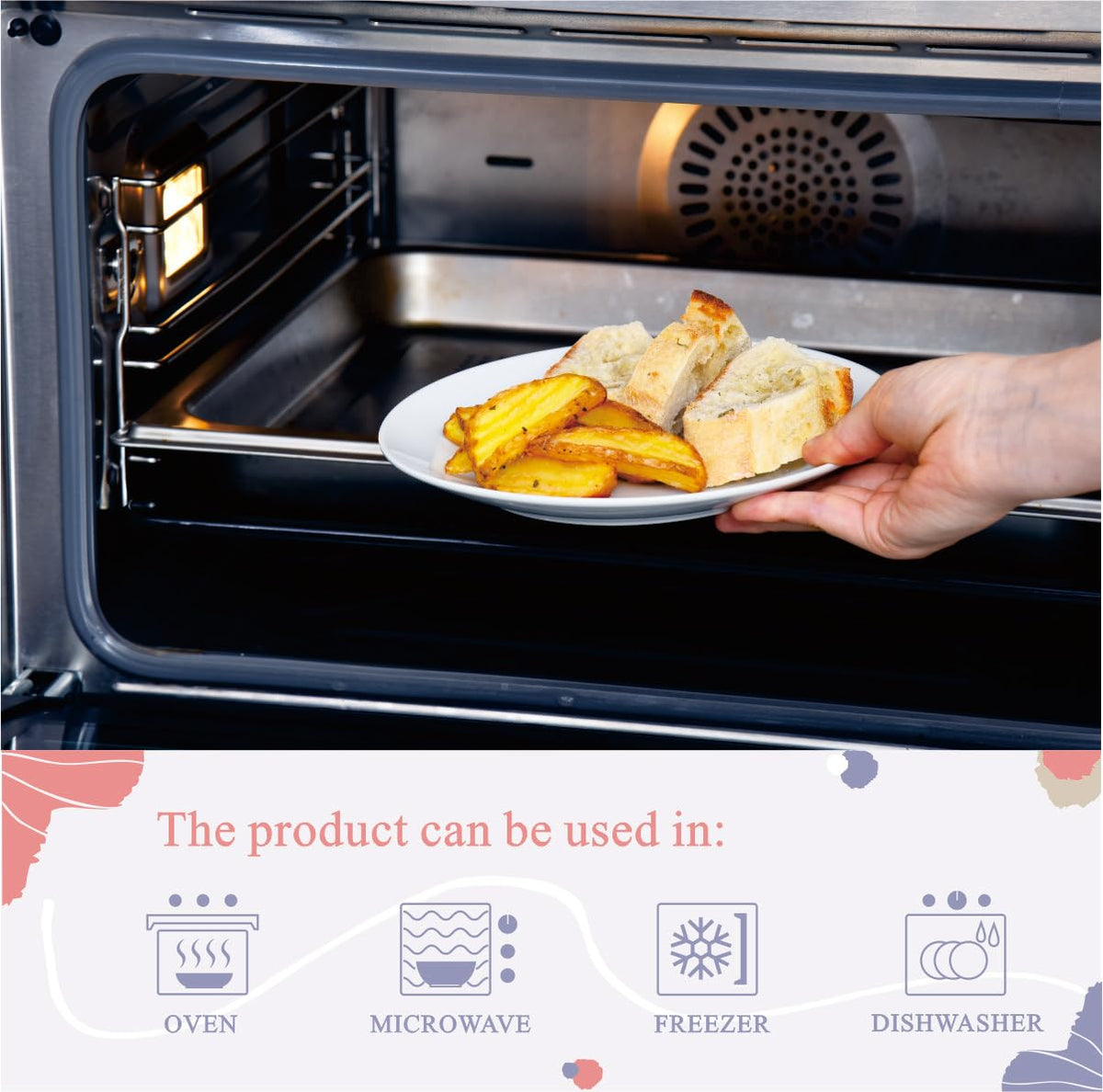 Miicol high-temperature porcelain plate—microwave and oven safe for everyday use.