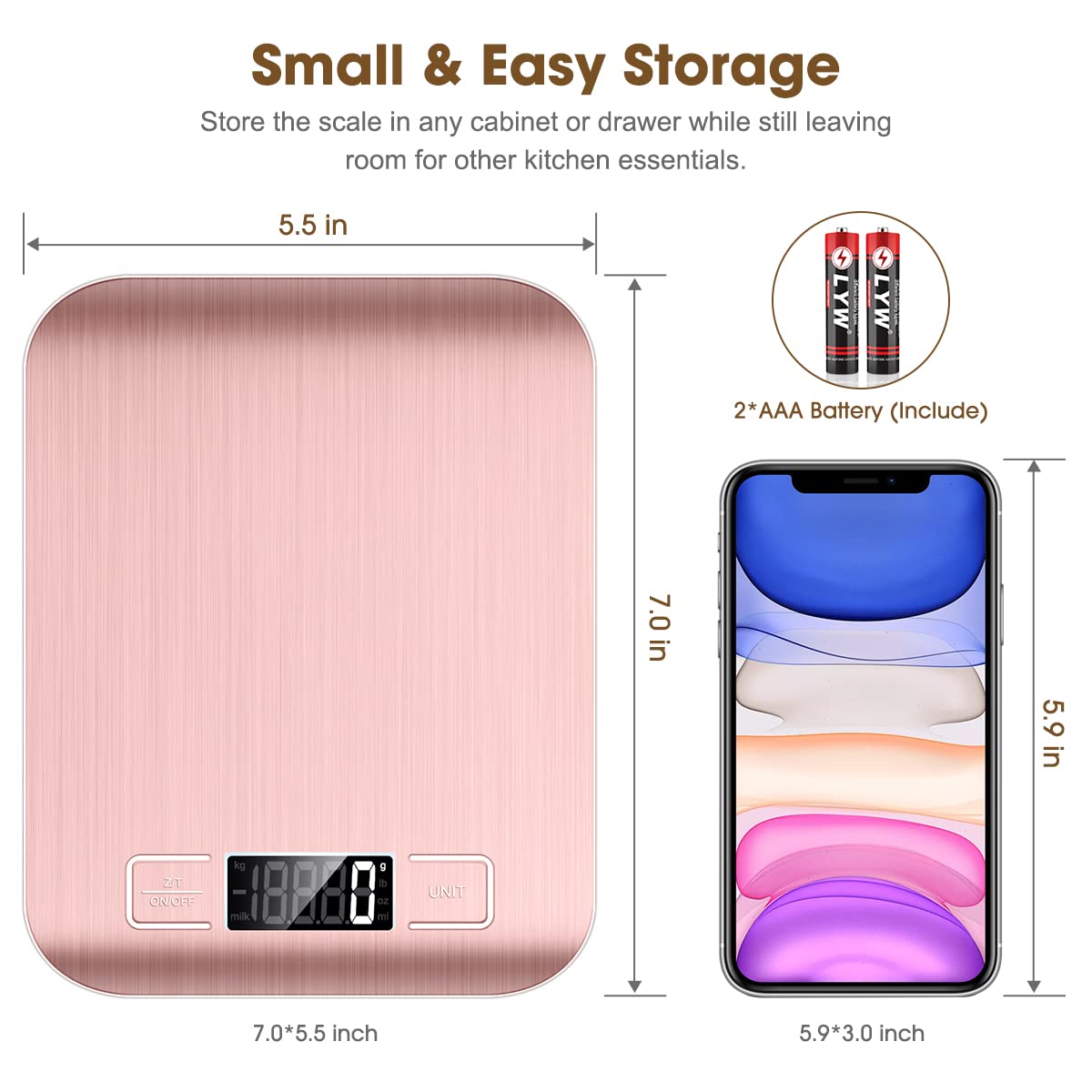 Mik-Nana pink display shows a crisp readout for quick kitchen measurements.