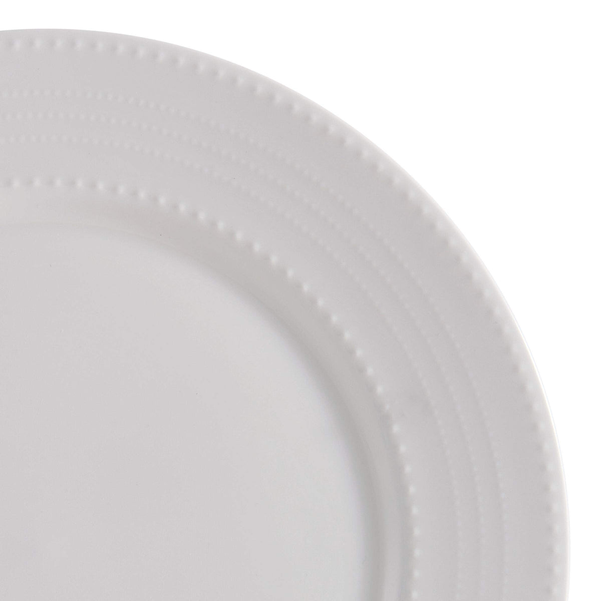 Mikasa Annabelle pasta bowl close-up reveals bead hobnob detail and chip-resistant edge.