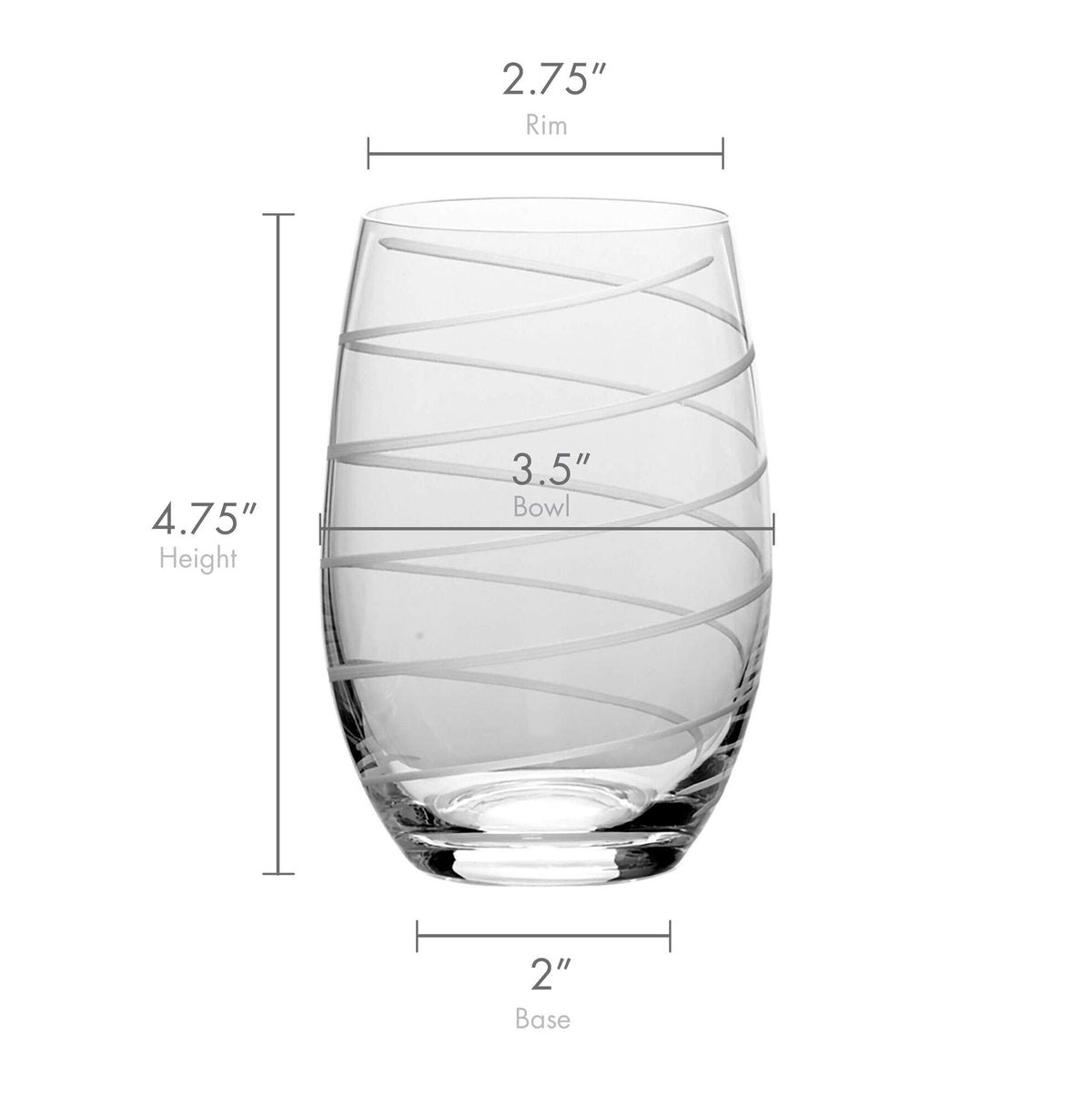 Mikasa Cheers glass with dotted lines and swirls design helps guests identify their drink