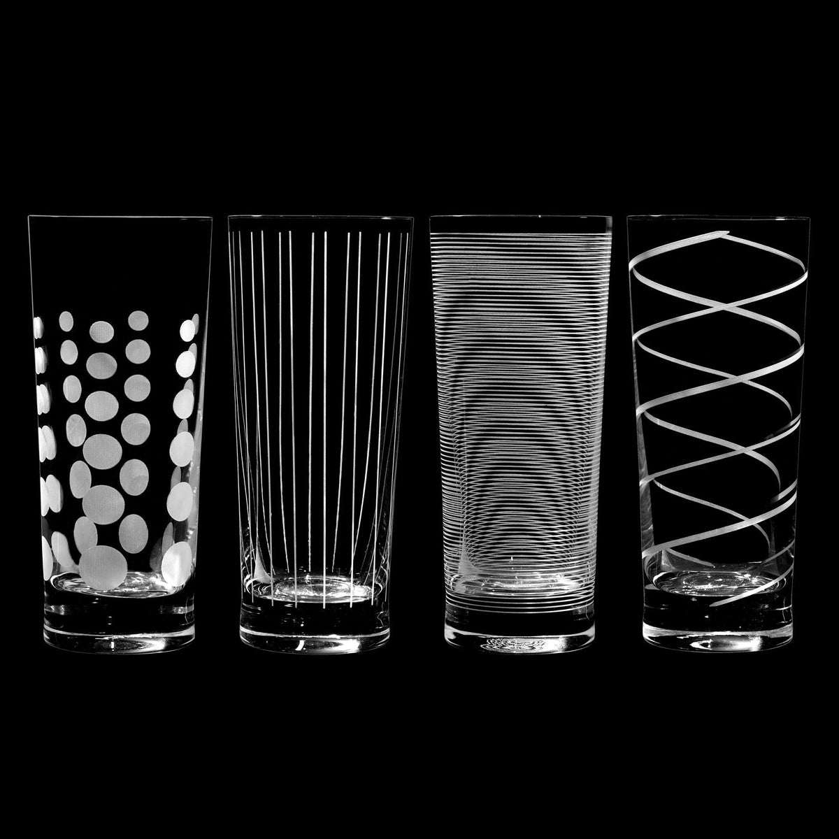 Mikasa Cheers highball glass close-up, showcasing etched detail for elegance.