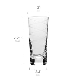 Mikasa Cheers highball glass with dots design helps guests keep track of drinks.