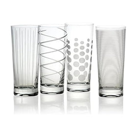 Mikasa Cheers highball glass with swirl design, ideal for festive cocktails.