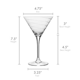 Mikasa Cheers martini glass with circles aiding drink identification.