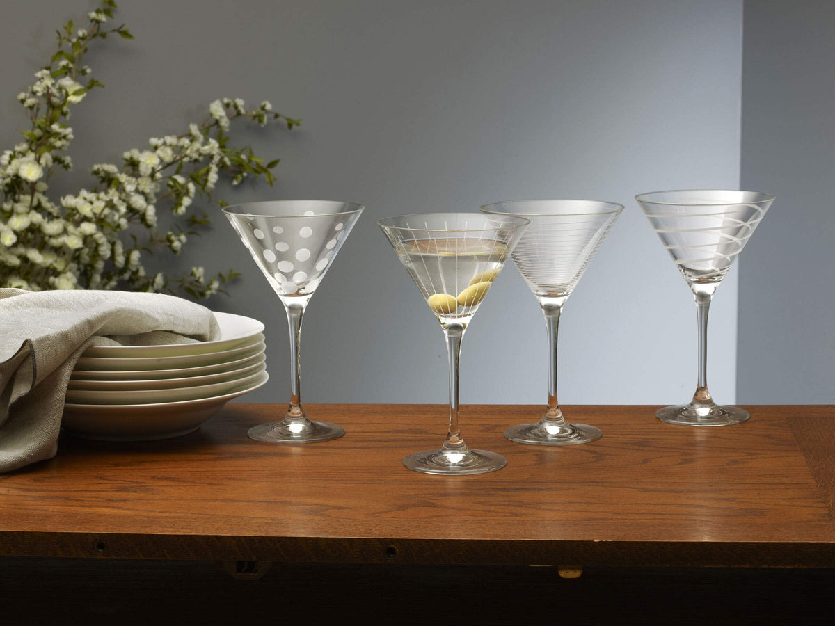 Mikasa Cheers martini glass silhouette with oversized bowl and tall stem.
