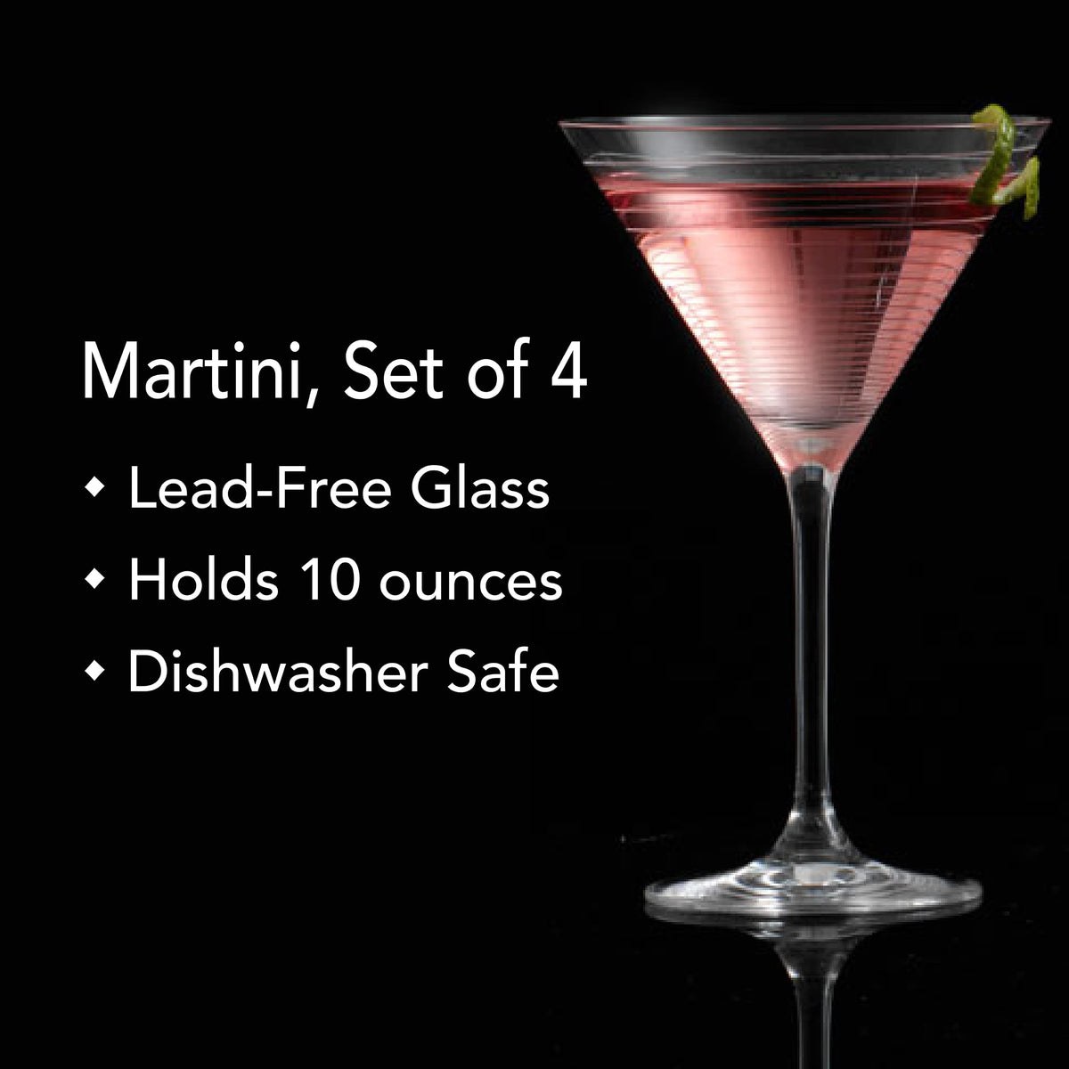 Mikasa Cheers martini glass with horizontal lines for cohesive tables.