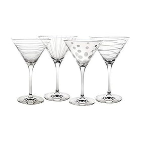 Mikasa Cheers martini glass with pinstripes pattern for easy guest identification.
